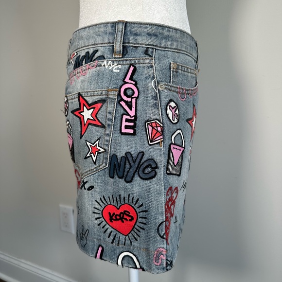MICHAEL KORS DENIM POP ART GRAFFITI MINI SKIRT SIZE 2 - Picture 7 of 9